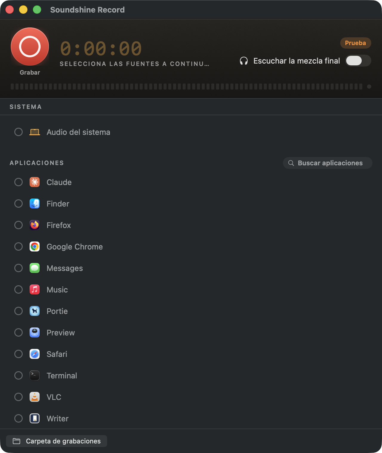 Soundshine Record recording system audio, an app, and a microphone into one file